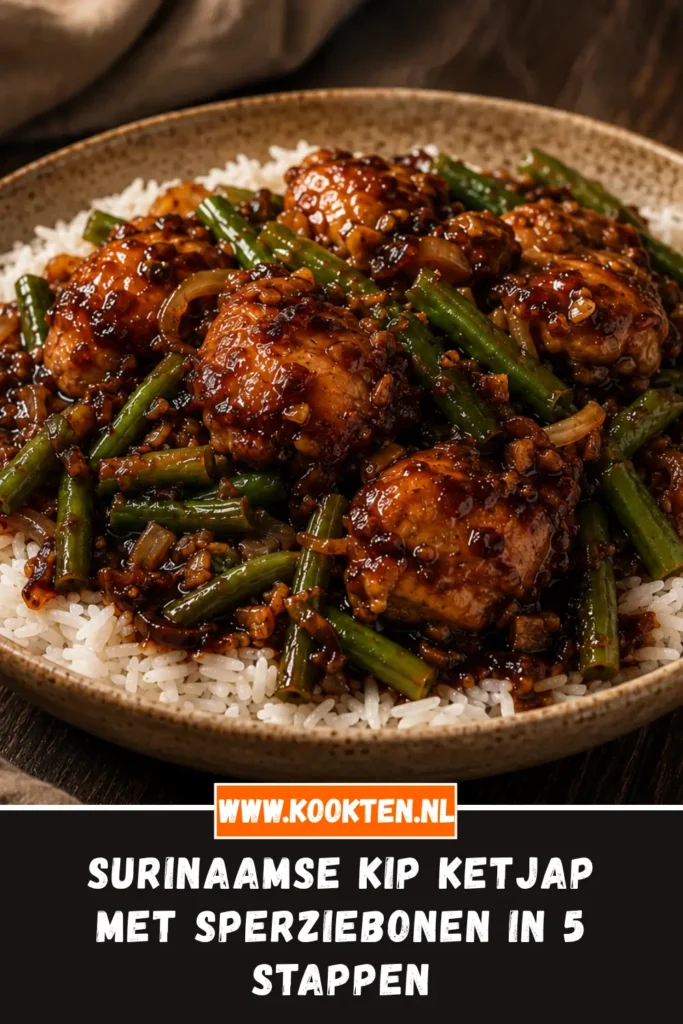 Surinaamse kip ketjap met sperziebonen en rijst