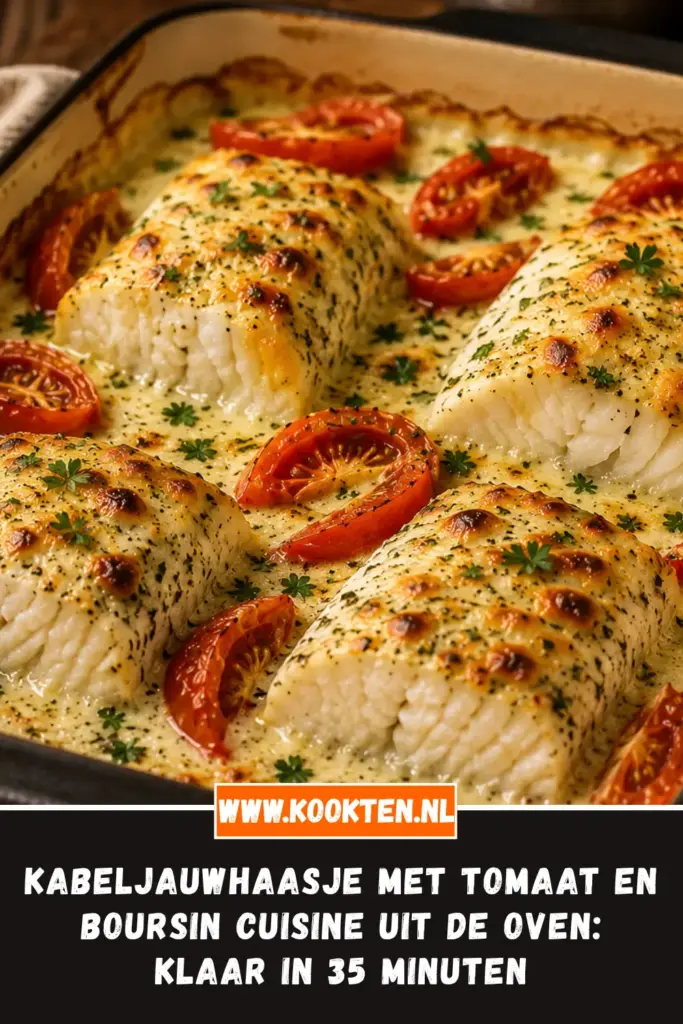 Kabeljauwhaasje met tomaat en Boursin Cuisine uit de oven