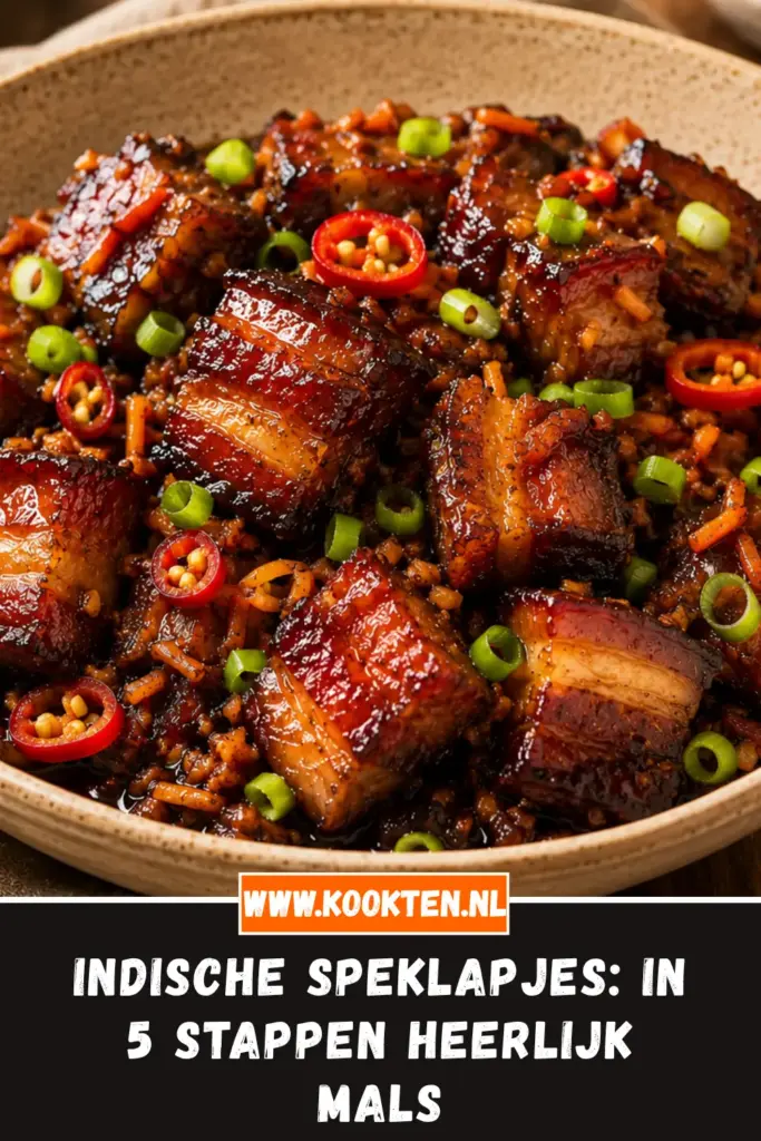 Indische speklapjes van dichtbij op het bord