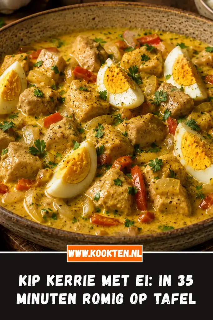 Kip kerrie met ei van dichtbij op het bord