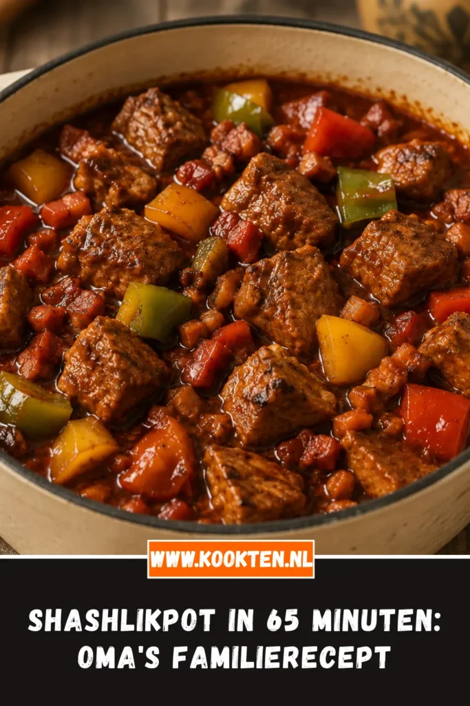shashlikpot van dichtbij op het bord