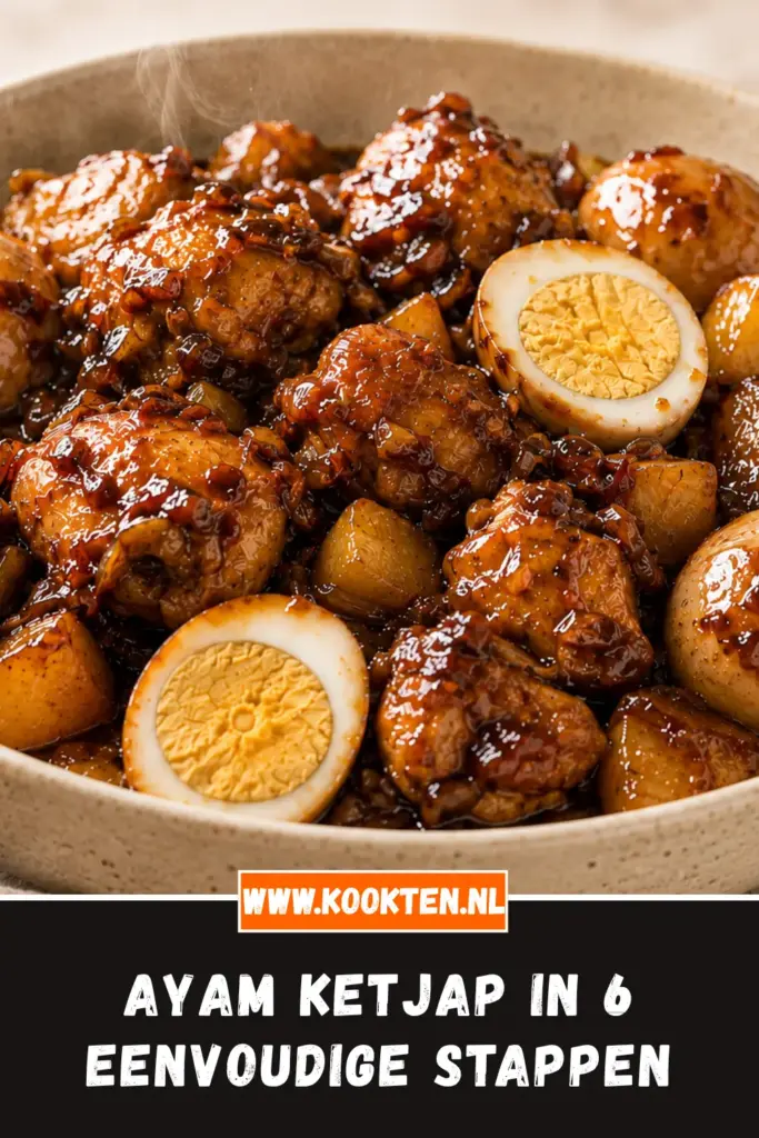 Ayam Ketjap van dichtbij op het bord