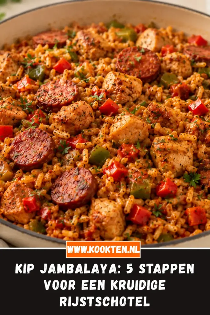 Kip Jambalaya van dichtbij op het bord