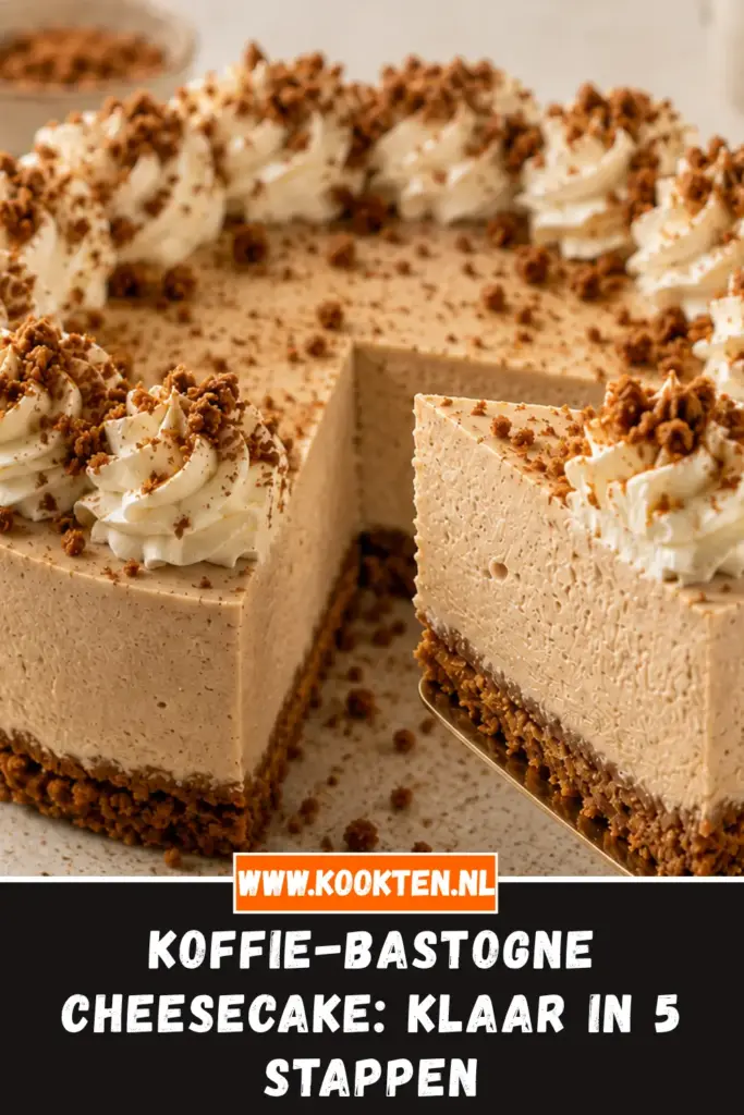 Koffie-Bastogne Cheesecake van dichtbij op het bord