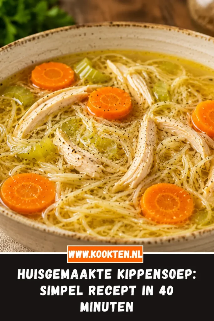 huisgemaakte kippensoep van dichtbij op het bord