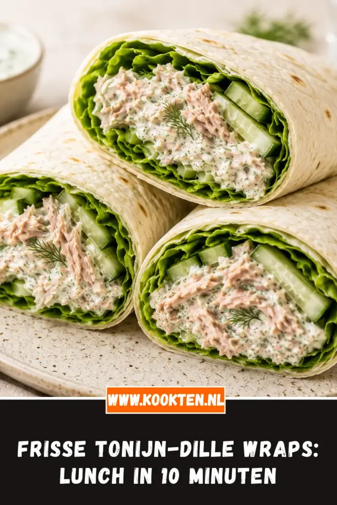 Frisse Tonijn-Dille Wraps van dichtbij op het bord