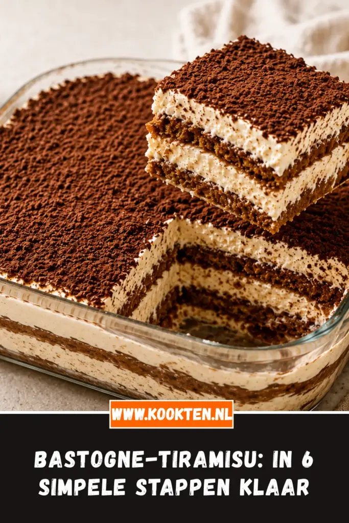 Bastogne-Tiramisu van dichtbij op het bord