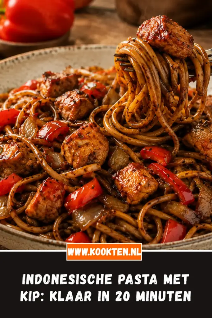 Indonesische Pasta met Kip met paprika en ketjap