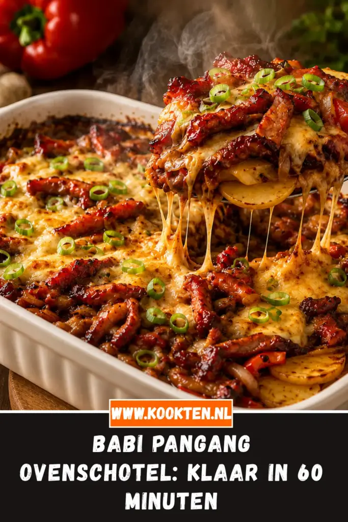Babi Pangang Ovenschotel van dichtbij op het bord