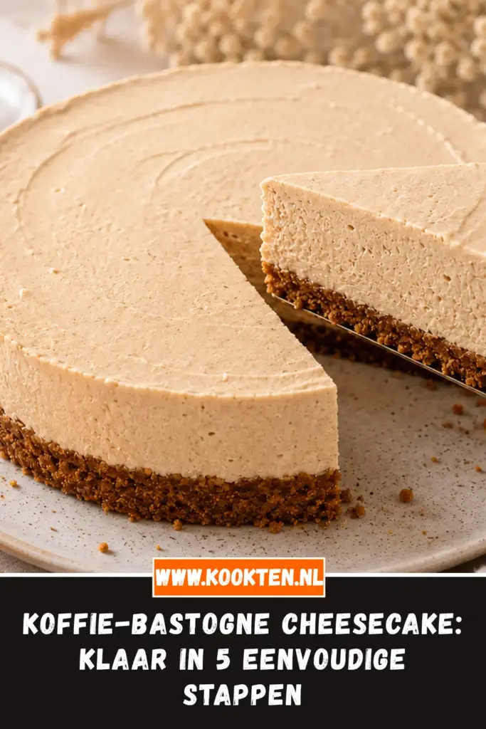 Koffie-Bastogne Cheesecake met romige koffievulling en Bastognebodem