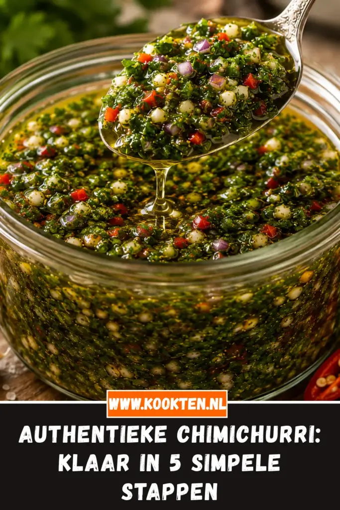Authentieke Chimichurri van dichtbij op het bord