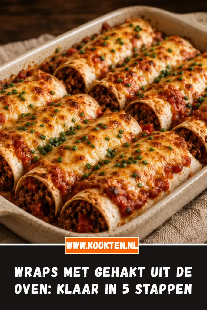 Wraps met Gehakt uit de Oven van dichtbij op het bord