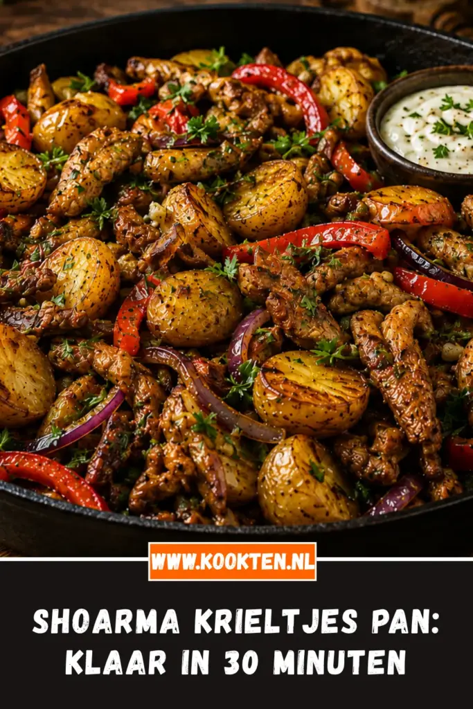 Shoarma Krieltjes Pan van dichtbij op het bord