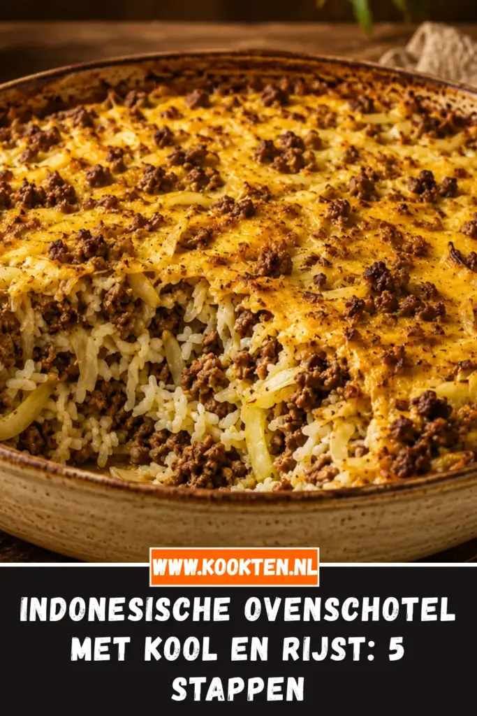Indonesische Ovenschotel met Kool en Rijst van dichtbij op het bord