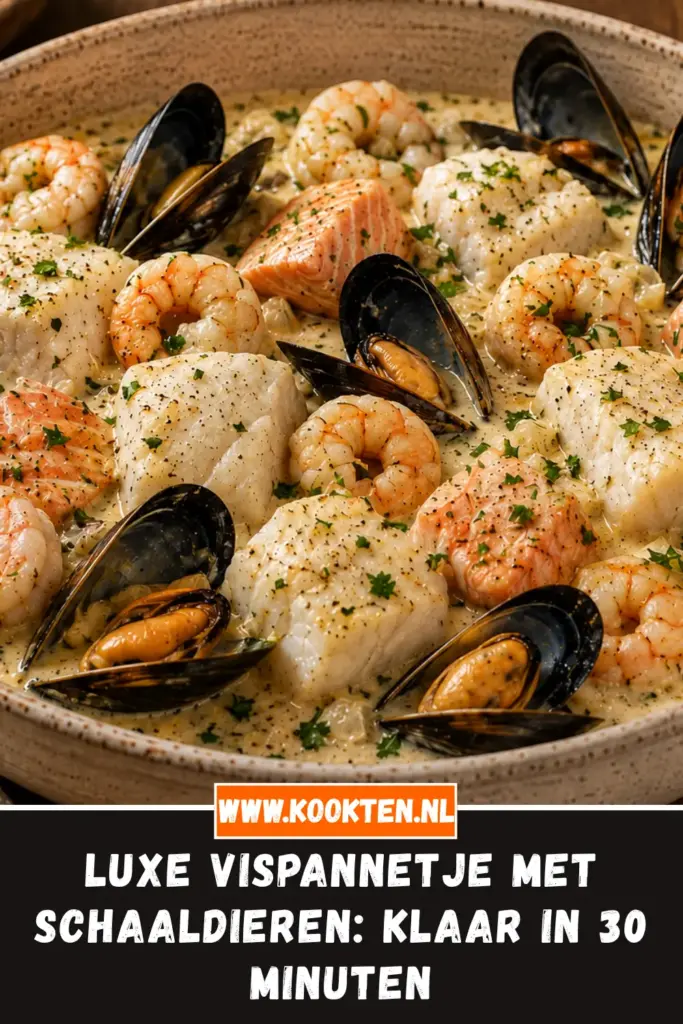 Luxe Vispannetje met Schaaldieren van dichtbij op het bord