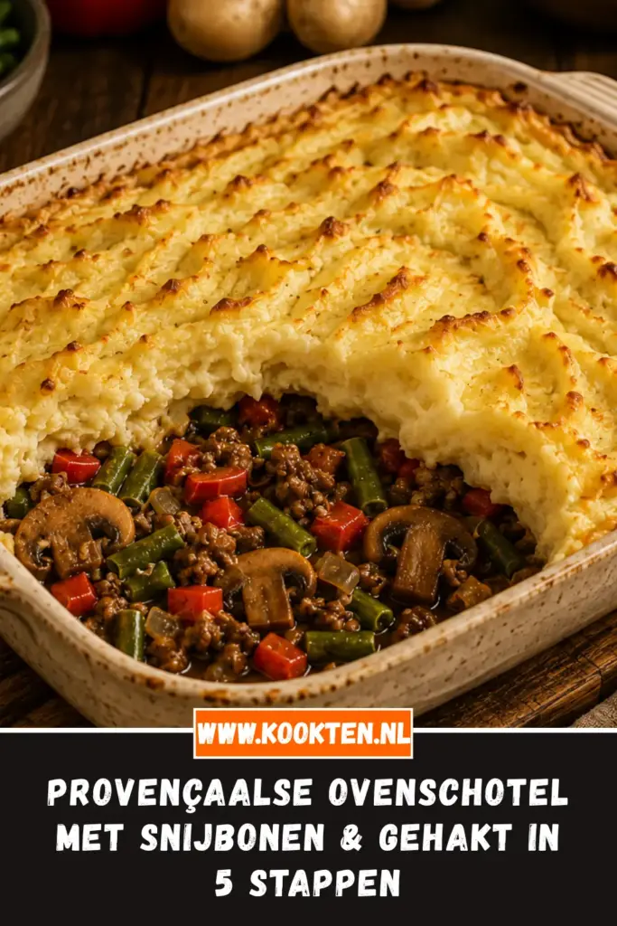Provençaalse Ovenschotel met Snijbonen & Gehakt van dichtbij op het bord