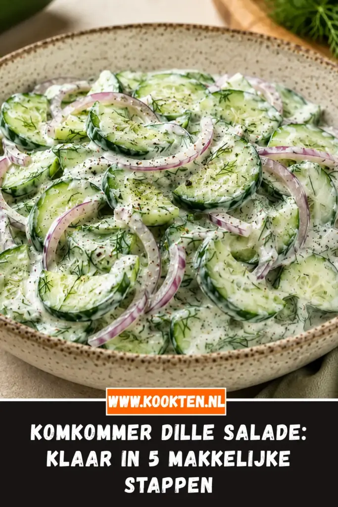 Komkommer Dille Salade van dichtbij op het bord