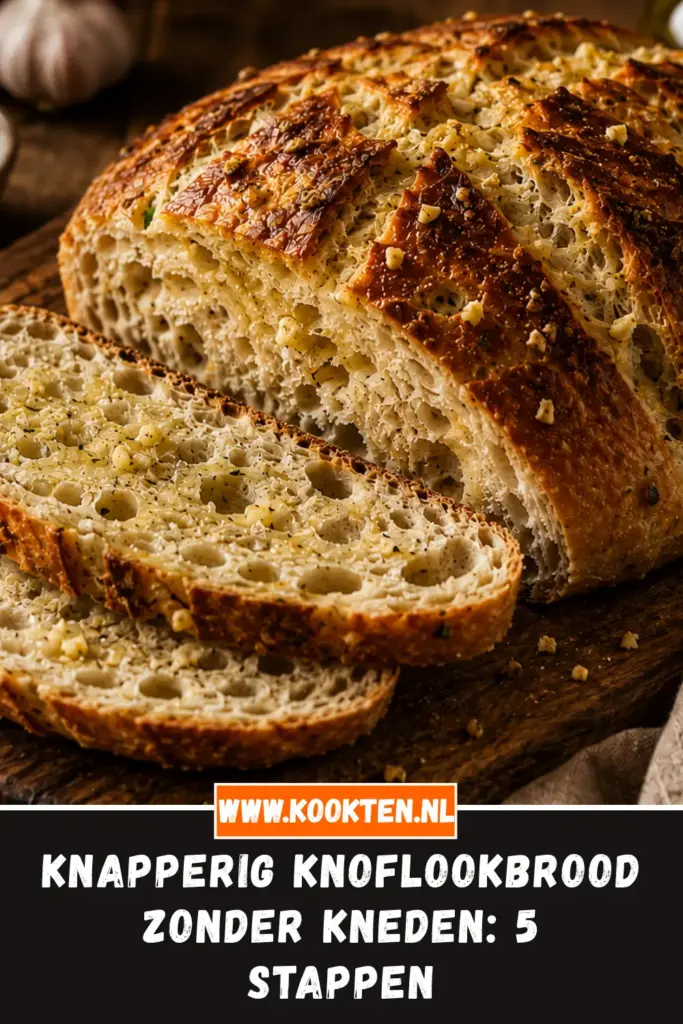 Knapperig Knoflookbrood Zonder Kneden van dichtbij op het bord