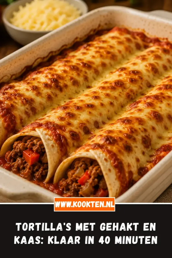 Tortilla's met Gehakt en Kaas van dichtbij op het bord