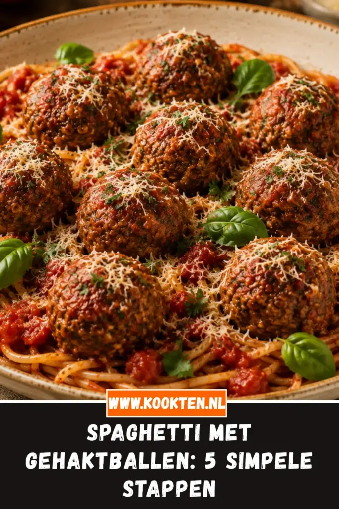 Spaghetti met Gehaktballen van dichtbij op het bord