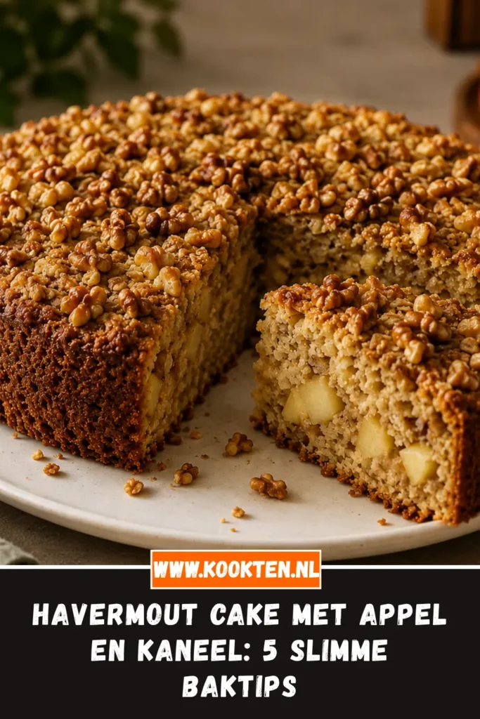 Havermout Cake met Appel en Kaneel van dichtbij op het bord