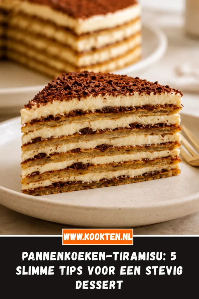 Pannenkoeken-tiramisu van dichtbij op het bord