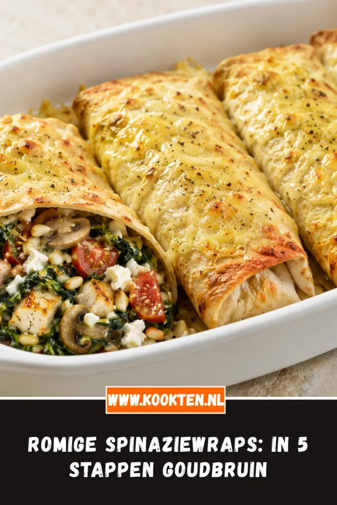 Romige spinaziewraps van dichtbij op het bord