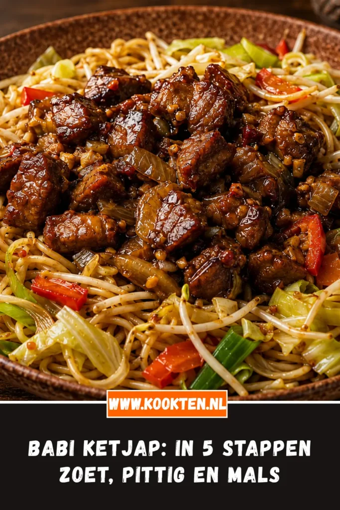 Babi ketjap van dichtbij op het bord