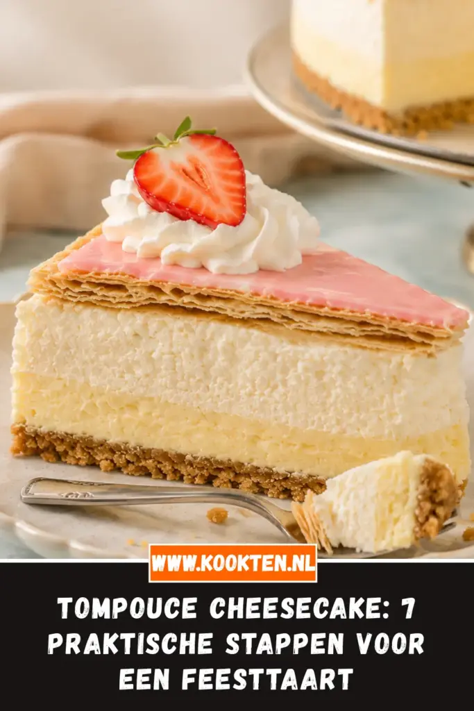 Tompouce cheesecake van dichtbij op het bord