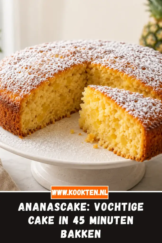 Ananascake van dichtbij op het bord