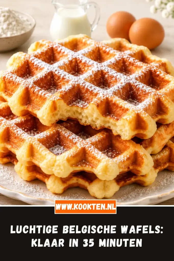 Luchtige Belgische wafels van dichtbij op het bord