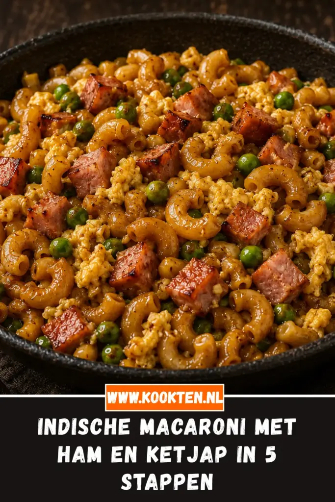 Indische macaroni met ham en ketjap