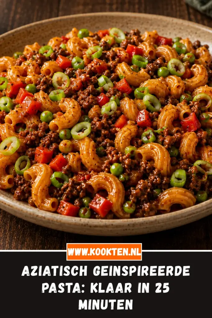 Aziatisch geinspireerde pasta van dichtbij op het bord