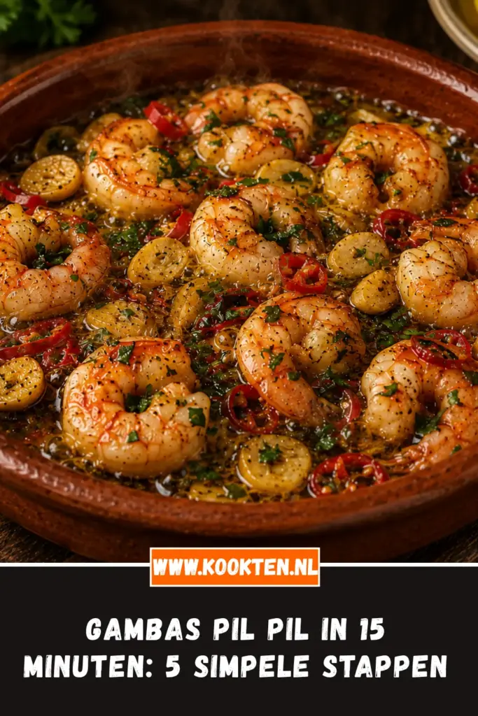 Gambas Pil Pil in 15 minuten van dichtbij op het bord
