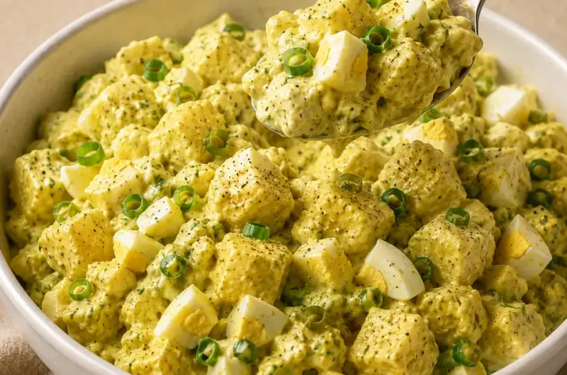 Surinaamse aardappelsalade met kerrie, ei en bosui