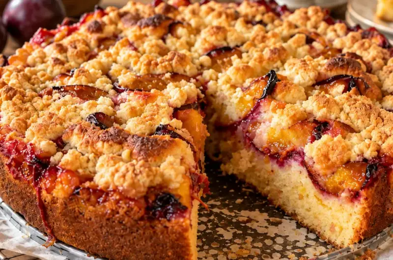 Pruimencake met deegkruimels