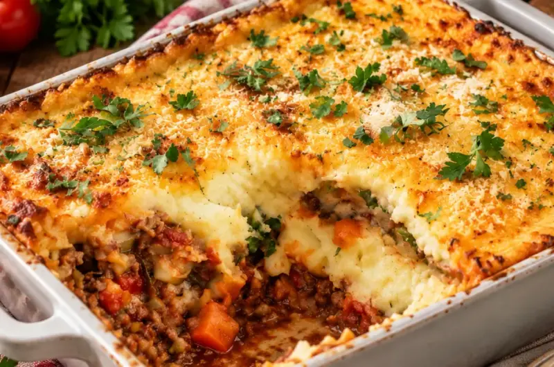 Italiaanse gehaktschotel met aardappelpuree