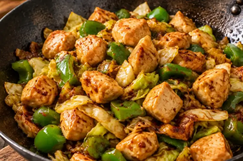 Spitskool met kip, ketjap en sambal