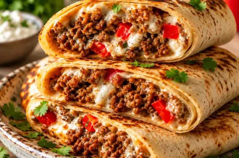 Boursin gehakt wraps uit de oven