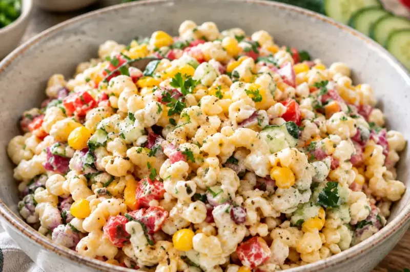 Frisse Macaroni salade met Griekse yoghurt