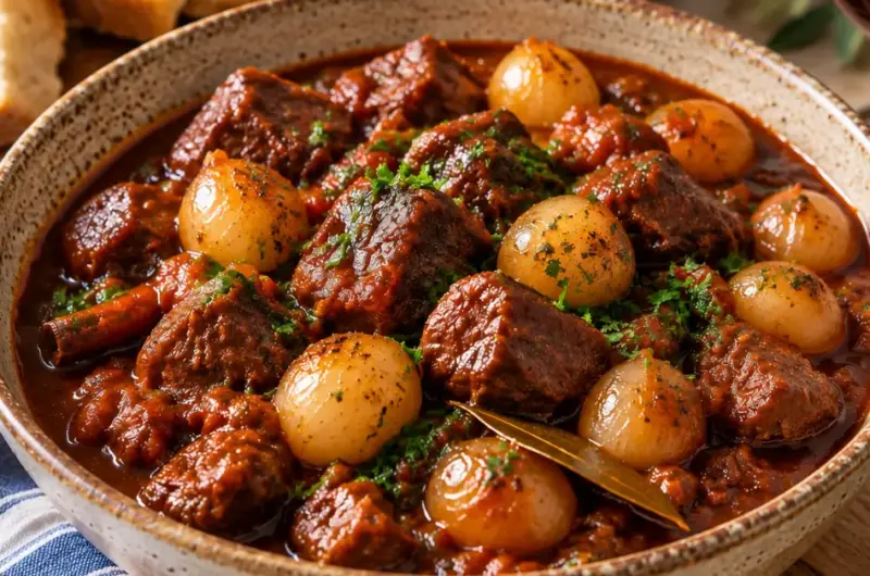 Griekse stifado (runderstoof)