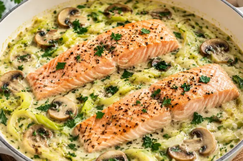 Romig preipannetje met zalm