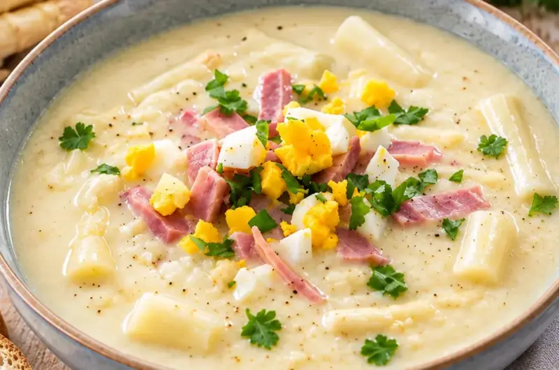 Romige aspergesoep met witte asperges