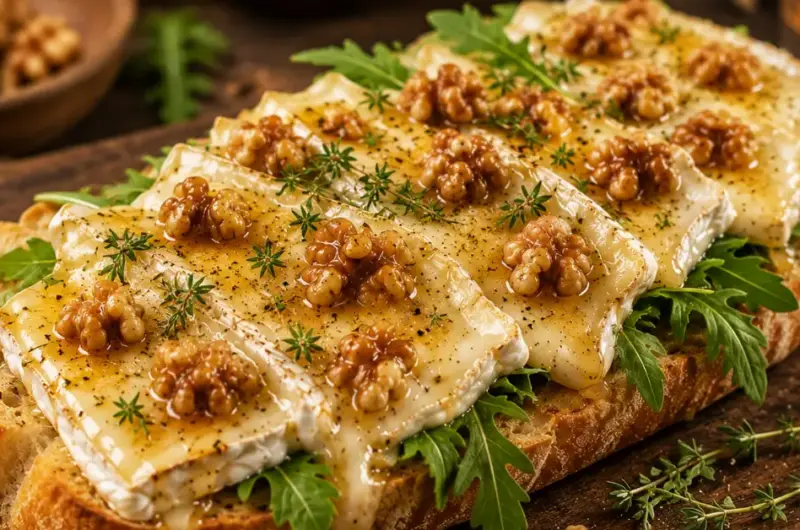 Broodje brie uit de oven met honing en walnoten