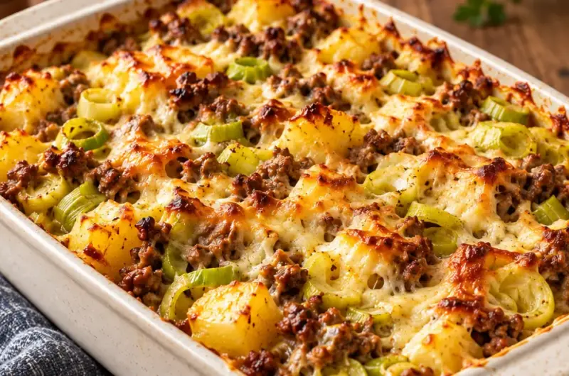 Prei-gehakt ovenschotel met kerrie