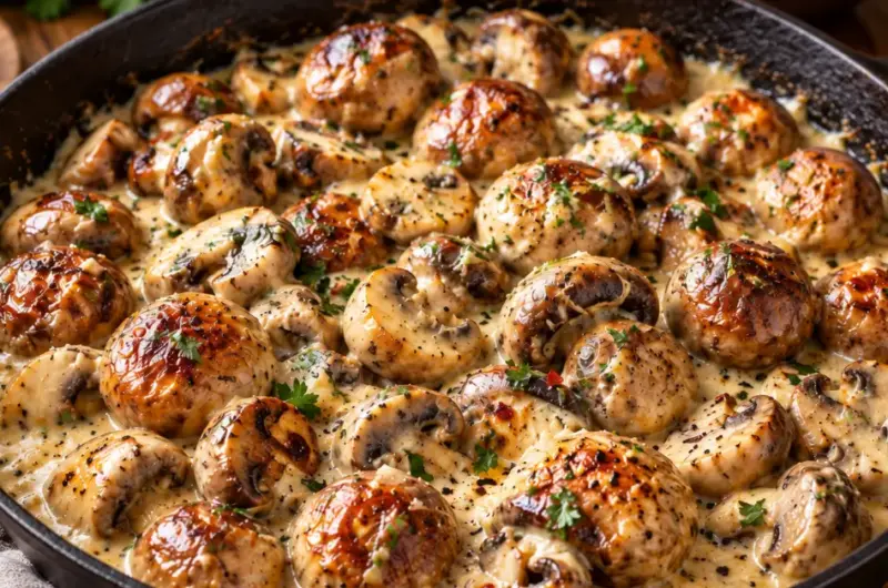 Creamy Garlic Parmesan Sauteed Mushrooms