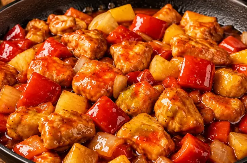 Zelfgemaakte kip in Chinese zoetzure saus