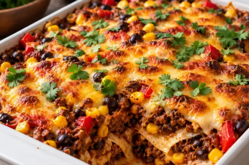 Pittige Taco-Ovenschotel met Gehakt en Bonen