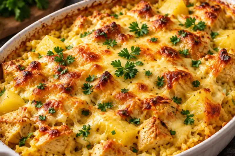 Kip-kerrie ovenschotel met ananas