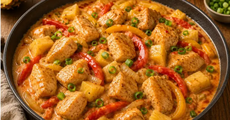 ROMIGE ZOETZURE KIP MET ANANAS met paprika en bosui